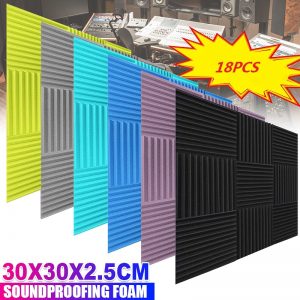 18pcs Studio Acoustic Foams Panels Sound Insulation Foam Soundproofing Sound Treatment Studio Room Absorption Tiles 30X30CM