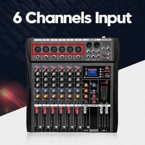 6 Channel Audio Mixer Controller Bluetooth USB Support Portable Mixing Console Digital Sound Mixer Amplifier With Display