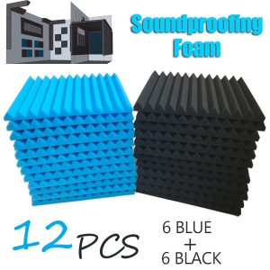 12Pcs Soundproofing Foam Acoustic Foam Panels Sound Treatment Studio Room Absorption Wall Wedge Tiles Noise Sponge Foam Speaker