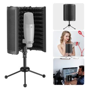 Neewer NW-13 Compact Microphone Isolation Shield+Tripod, Studio Mic Sound Absorbing Foam Reflector for Sound Recording,Podcasts