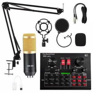 BM 800 Microphone with V8 Pro Sound Card BM800 Microphone Professional Condenser Microphone for PC Podcast Gaming TikTok DJ