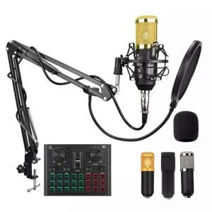 BM 800 Microphone with V8 PLUS Sound Card BM800 Microphone Professional Condenser Microphone for PC Podcast Gaming TikTok DJ