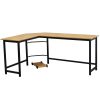 168 x 120 x 72cm L-Shaped Desktop Computer Desk Beech Wood Color  with  Free CPU Stand