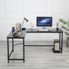 L-Shaped Desktop Computer Desk Study/Office Table Corner Table Easy to Assemble Can Be Used in home and office Pure Black[US-W]